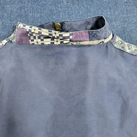 ONE RESOURCE Vintage Silk Patchwork Bomber Jacket Purple Blue Print Zip Up L - Picture 10 of 10